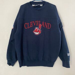 Vintage Cleveland Indians Sweatshirt Lee Sport MLB Embroidered Logo Crewneck Nav